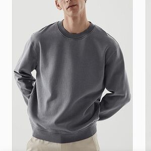 COS-Terry Cotton Relaxed Crewneck in Washed Black-Size Medium
